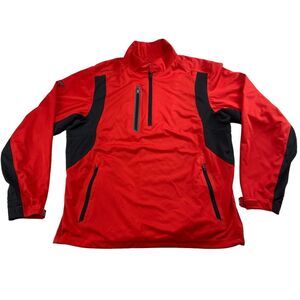 Sun Mountain Rainwear Windbreaker Quarter Zip Top Mens Medium Red Long Sleeve